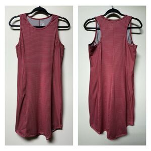 TITLE NINE Buttah Wrinkle Free Red/Gray Striped Racerback Athletic Dress, Sz S
